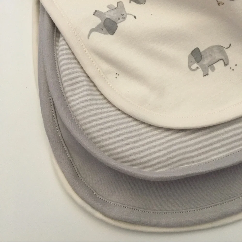 Carter's Baby Burp Cloths Set of 3 Elephants Stripes Solid NEW